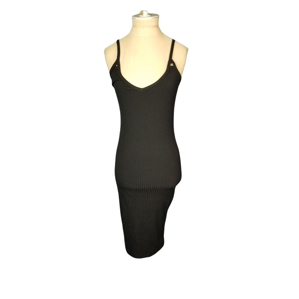 Aqua Bodycon Black Tee Shirt Dress Spaghetti Straps Size Small